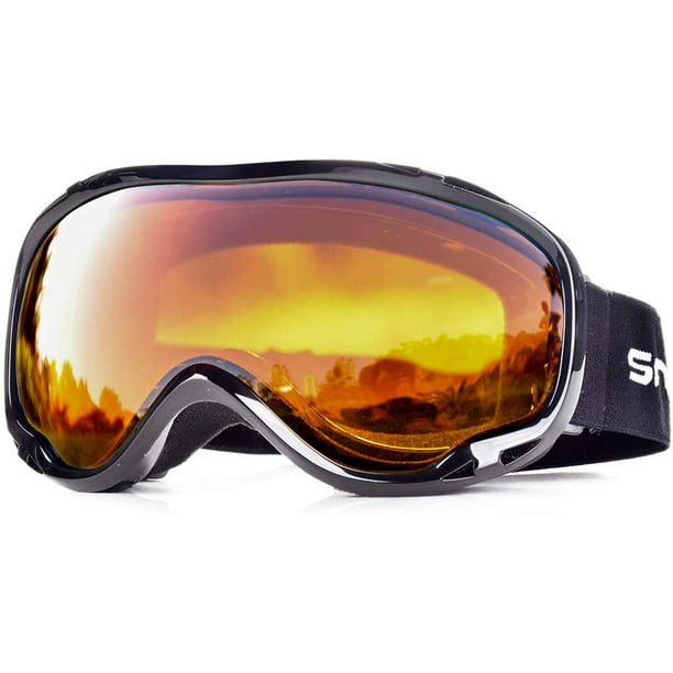 Anti-Fog Dual Lens Black OTG Ski Goggles Adults Men Women with UV Protection